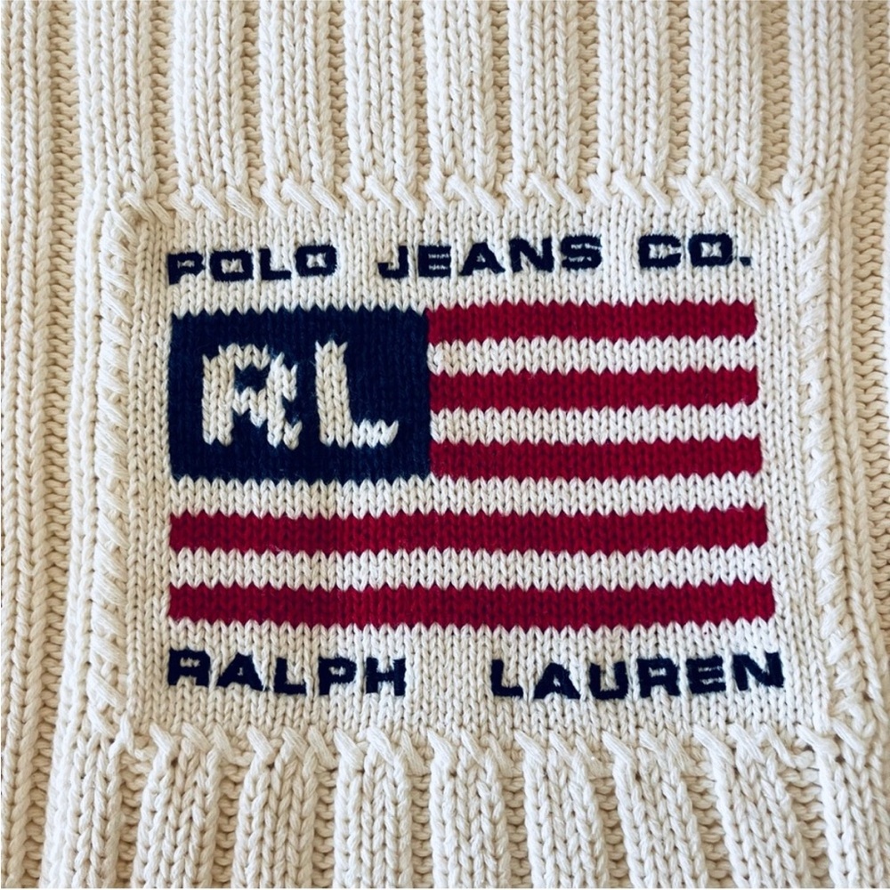NWOT Polo Ralph Lauren Flag Knit Hooded Sweater